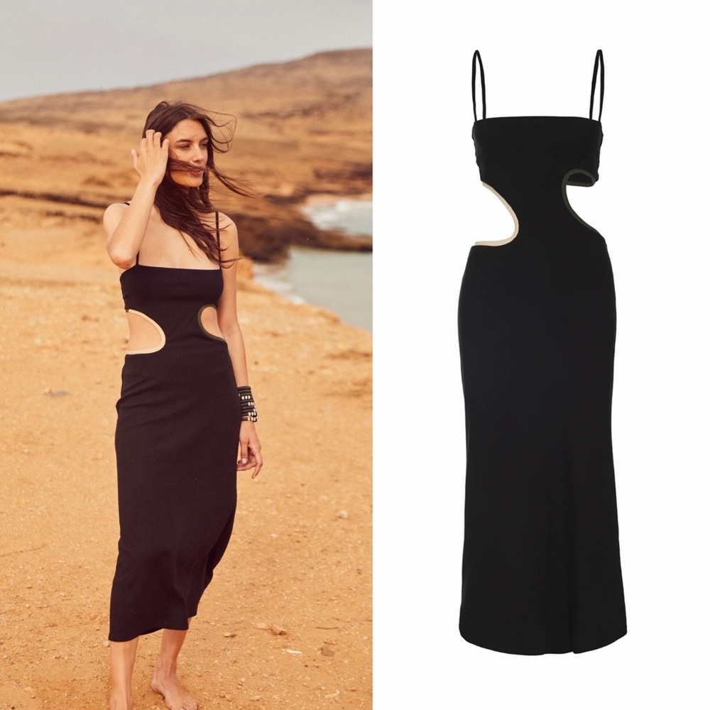 Johanna Ortiz Sin Preambulo Cutout Midi Dress Black Size 6 NWT - Picture 7 of 7